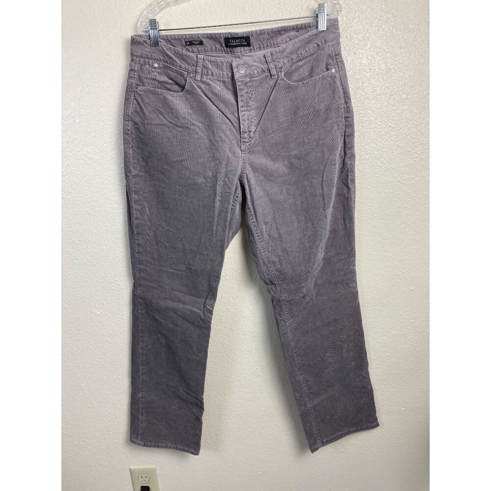Talbots Flawless‎ Five-Pocket Straight Corduroy Gray Pants Women Size 14 Classic